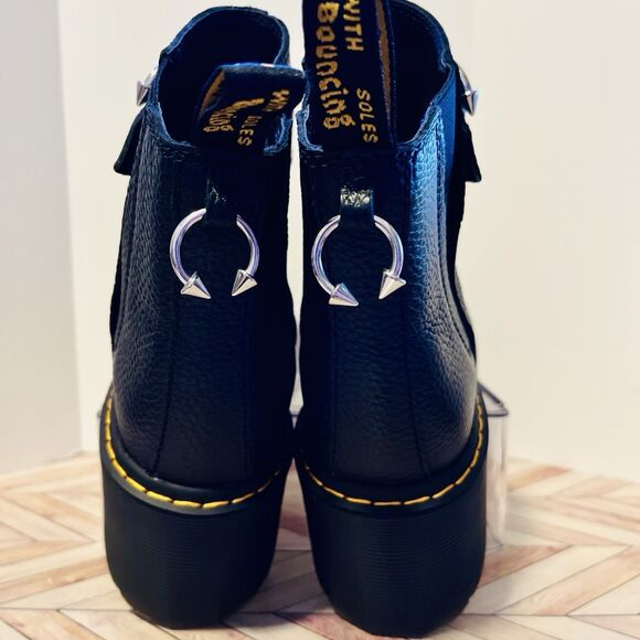 Dr Martens Spence HDW Milled Napa Black Leather Wms 10 Boots Piercings Punk Goth - Picture 4 of 10